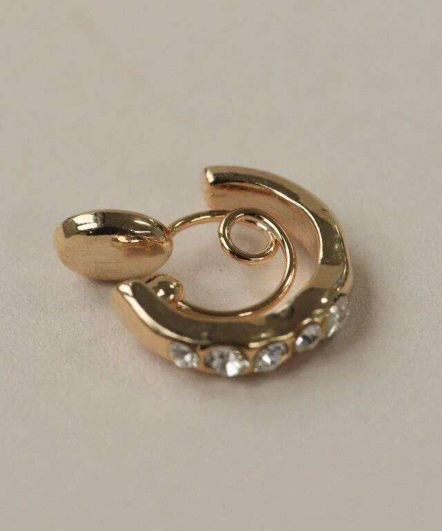  「Bubbloop ウェーブデザインストーンイヤリング　ノンホールピアス」|イヤリング|