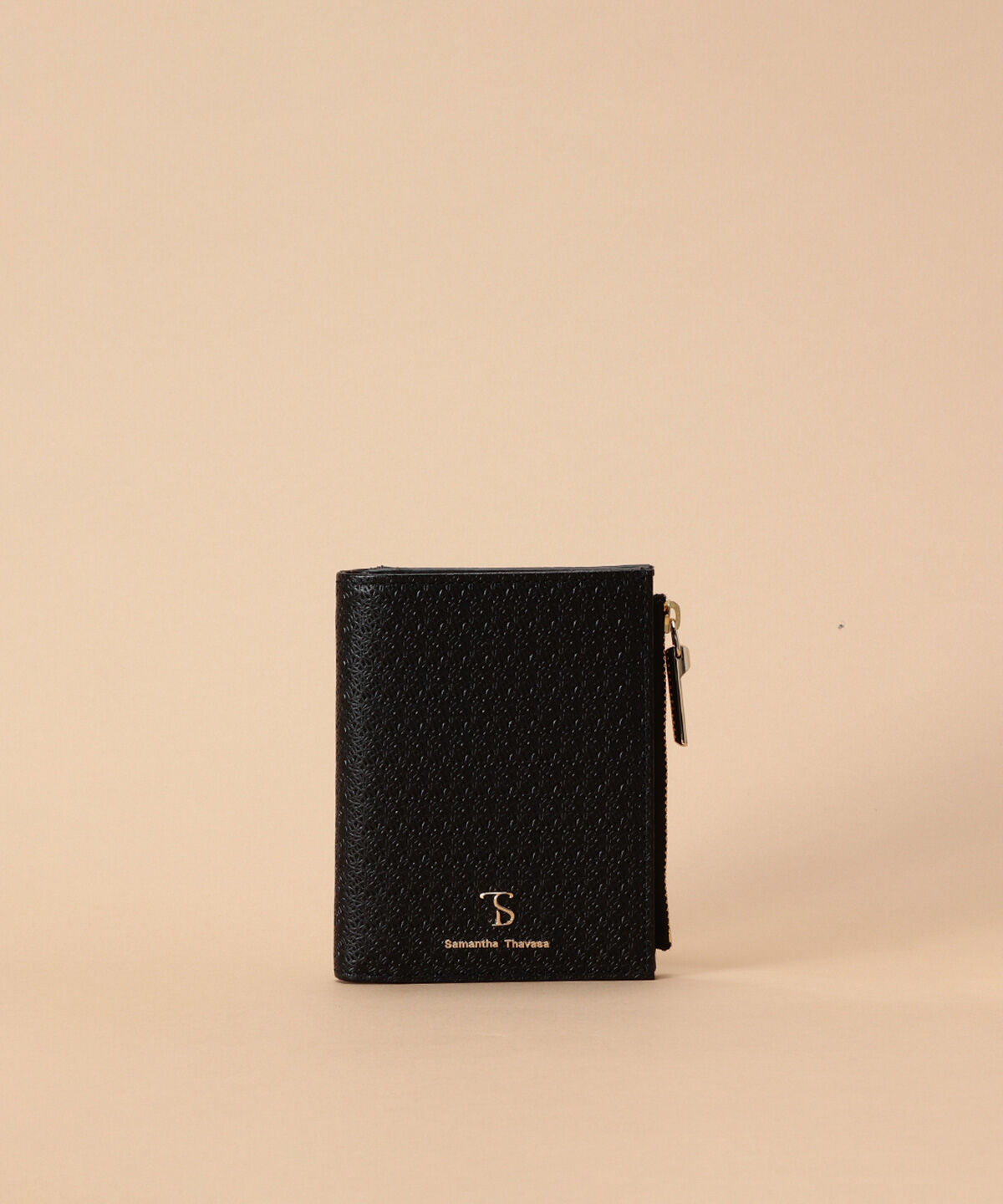 Samantha Thavasa「レース調型押し折財布」|財布|ブラック