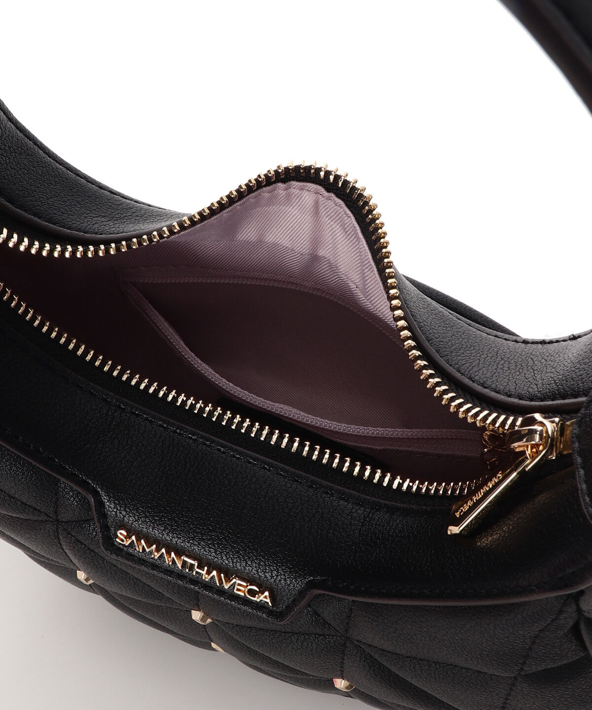 Samantha Vega「キルティングスタッズハーフムーンバッグ」|ハンドバッグ|