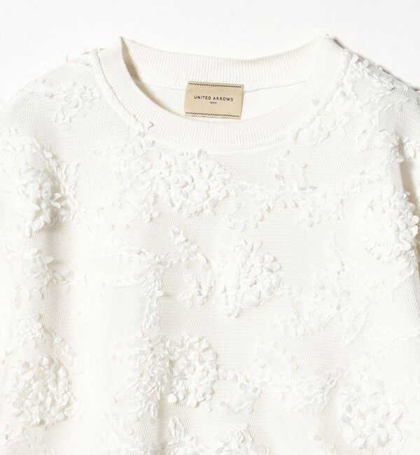 UNITED ARROWS「エンブロイダリーフラワー メッシュ ニット」|ニット・セーター|