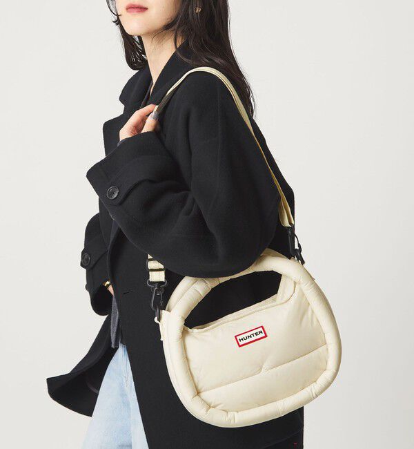 UNITED ARROWS green label relaxing「＜HUNTER＞フレイムド パファー ホーボー バッグ （ミディ）」|ショルダー・メッセンジャー|OFF WHITE