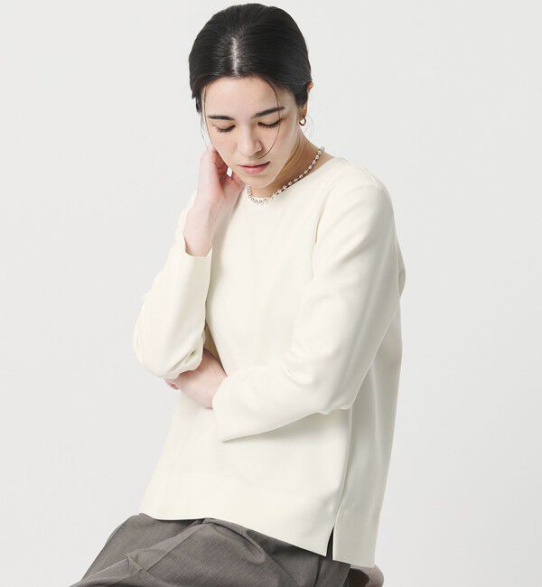 BEAUTY&YOUTH UNITED ARROWS「ダブルクロス クルーネック ブラウス」|シャツ・ブラウス|WHITE