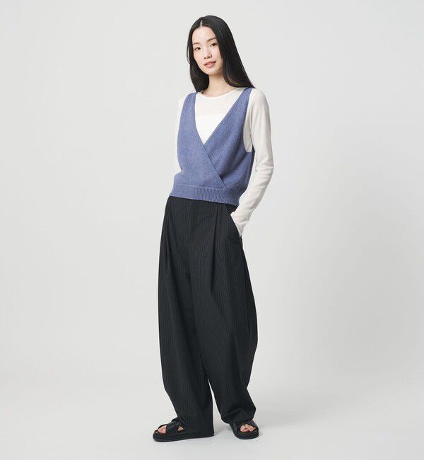 BEAUTY&YOUTH UNITED ARROWS「コットン麻ブレンド カシュクール 2WAYニットベスト  ウォッシャブル」|ベスト・ジレ|NAVY