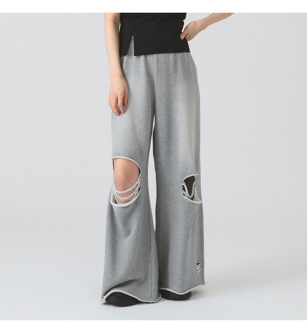 Ray BEAMS 「ダメージ スウェット パンツ」|その他|GREY
