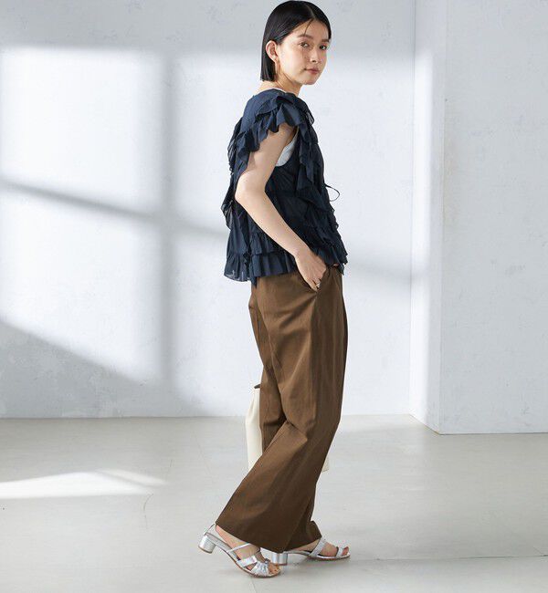 SHIPS for women「〈手洗い可能〉ストレッチ チノ タック パンツ」|チノ|