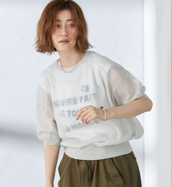 SHIPS for women「〈手洗い可能〉シアー ラメ 半袖 サマー ニット」|ニット・セーター|