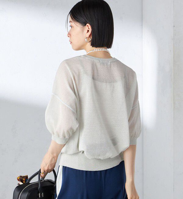 SHIPS for women「〈手洗い可能〉シアー ラメ 半袖 サマー ニット」|ニット・セーター|