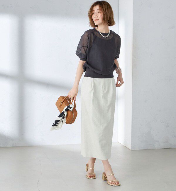 SHIPS for women「〈手洗い可能〉シアー ラメ 半袖 サマー ニット」|ニット・セーター|