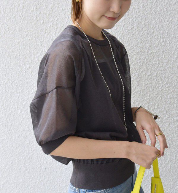 SHIPS for women「〈手洗い可能〉シアー ラメ 半袖 サマー ニット」|ニット・セーター|