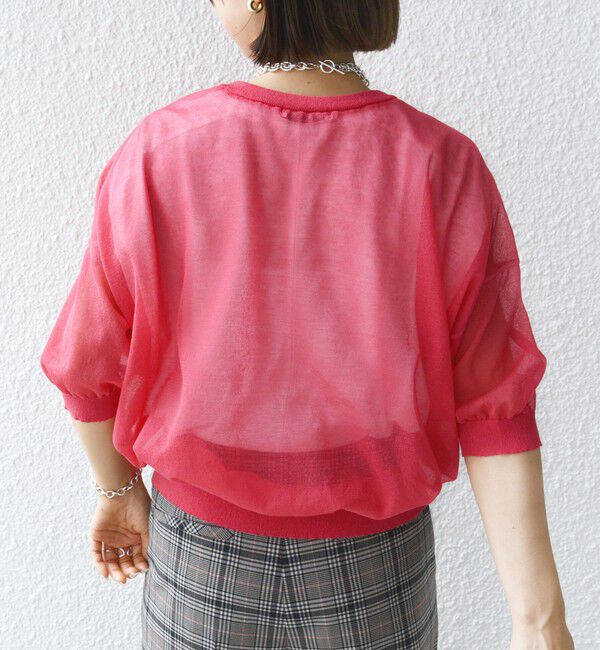 SHIPS for women「〈手洗い可能〉シアー ラメ 半袖 サマー ニット」|ニット・セーター|