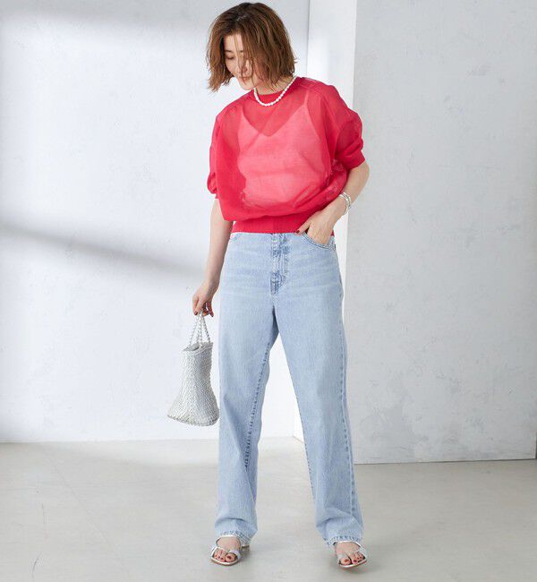 SHIPS for women「〈手洗い可能〉シアー ラメ 半袖 サマー ニット」|ニット・セーター|