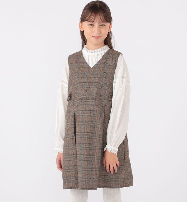SHIPS KIDS「SHIPS KIDS:140～150cm / レース ピンタック 長袖 ブラウス」|シャツ・ブラウス|