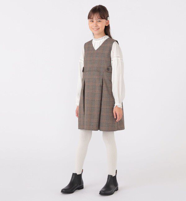 SHIPS KIDS「SHIPS KIDS:140～150cm / レース ピンタック 長袖 ブラウス」|シャツ・ブラウス|