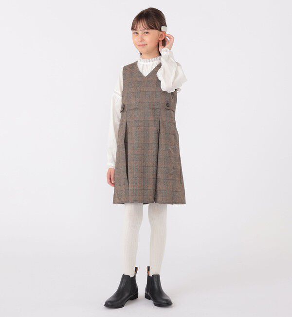 SHIPS KIDS「SHIPS KIDS:140～150cm / レース ピンタック 長袖 ブラウス」|シャツ・ブラウス|