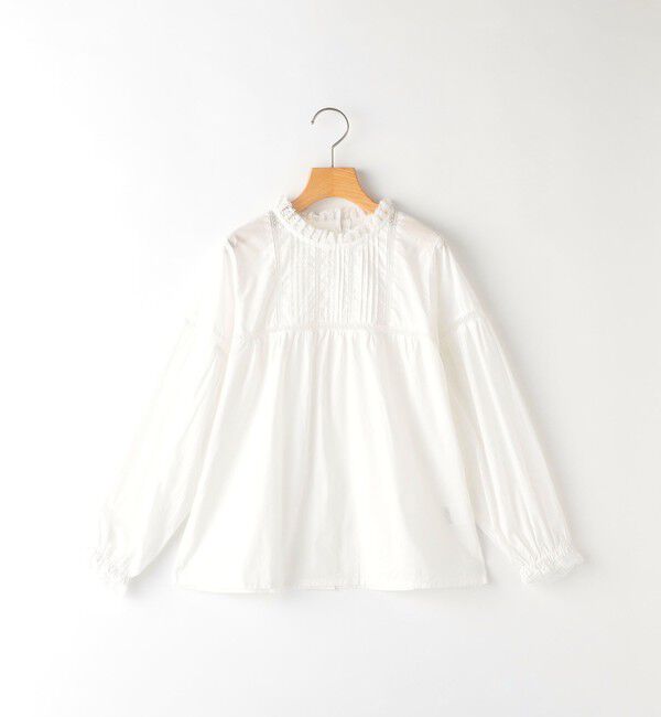 SHIPS KIDS「SHIPS KIDS:140～150cm / レース ピンタック 長袖 ブラウス」|シャツ・ブラウス|