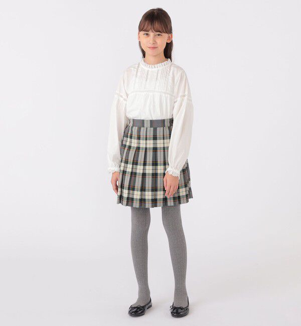 SHIPS KIDS「SHIPS KIDS:140～150cm / レース ピンタック 長袖 ブラウス」|シャツ・ブラウス|