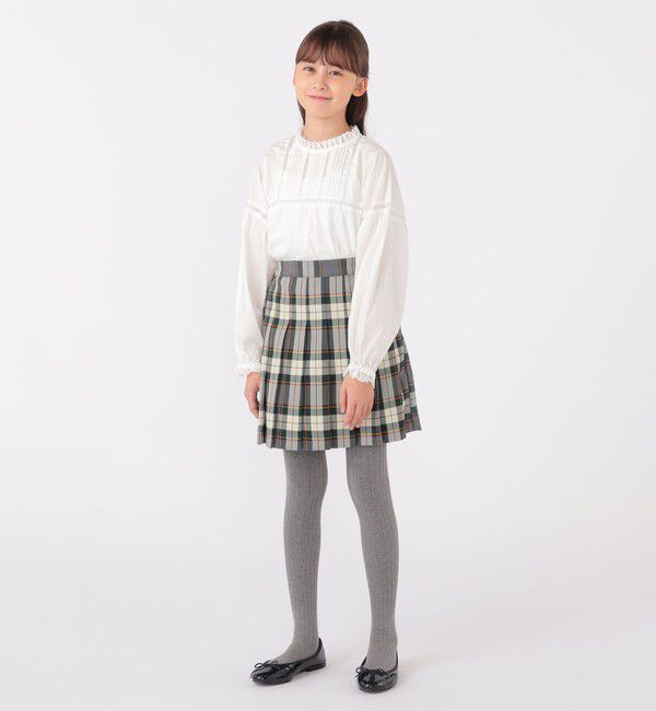 SHIPS KIDS「SHIPS KIDS:140～150cm / レース ピンタック 長袖 ブラウス」|シャツ・ブラウス|