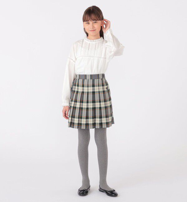 SHIPS KIDS「SHIPS KIDS:140～150cm / レース ピンタック 長袖 ブラウス」|シャツ・ブラウス|