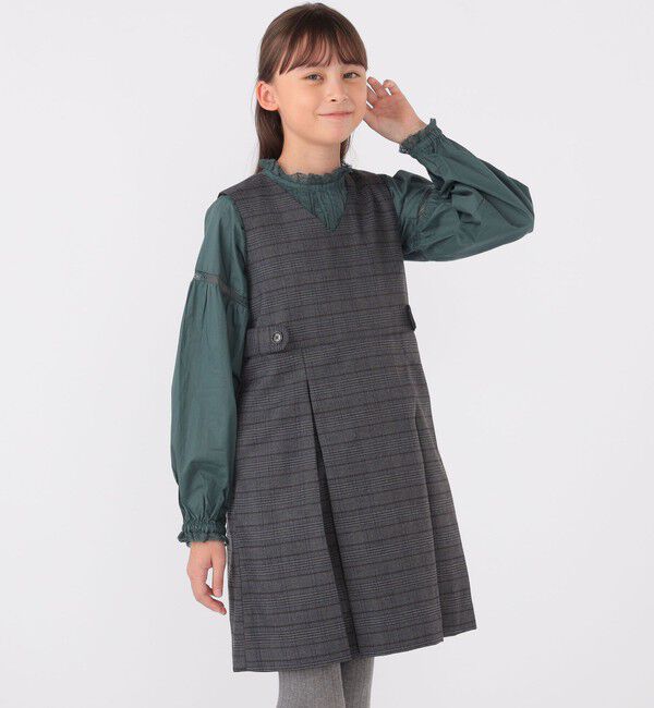 SHIPS KIDS「SHIPS KIDS:140～150cm / レース ピンタック 長袖 ブラウス」|シャツ・ブラウス|