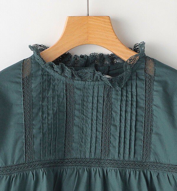 SHIPS KIDS「SHIPS KIDS:140～150cm / レース ピンタック 長袖 ブラウス」|シャツ・ブラウス|