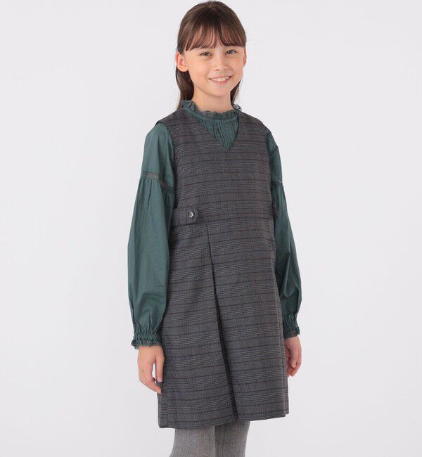 SHIPS KIDS「SHIPS KIDS:140～150cm / レース ピンタック 長袖 ブラウス」|シャツ・ブラウス|
