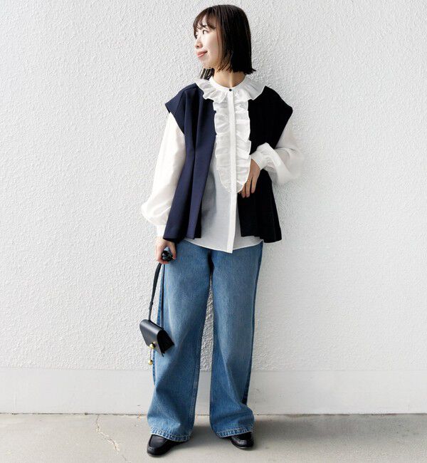 SHIPS for women「〈手洗い可能〉エアリー フロント フリル デザイン ブラウス」|シャツ・ブラウス|