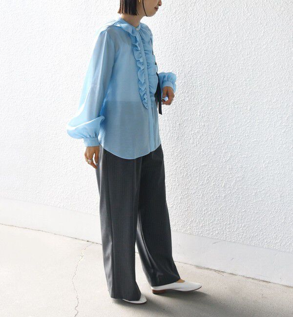 SHIPS for women「〈手洗い可能〉エアリー フロント フリル デザイン ブラウス」|シャツ・ブラウス|