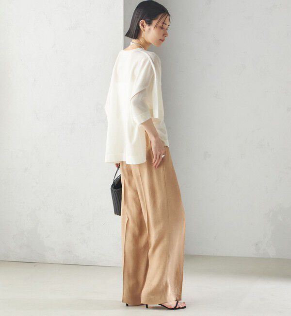 SHIPS for women「〈手洗い可能〉18G フィルミーコットン ワイド ショート スリーブ プルオーバー」|ニット・セーター|