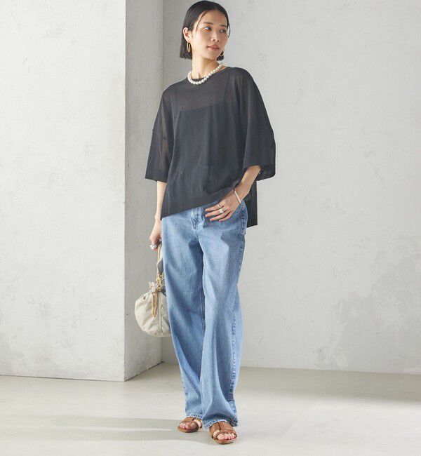 SHIPS for women「〈手洗い可能〉18G フィルミーコットン ワイド ショート スリーブ プルオーバー」|ニット・セーター|