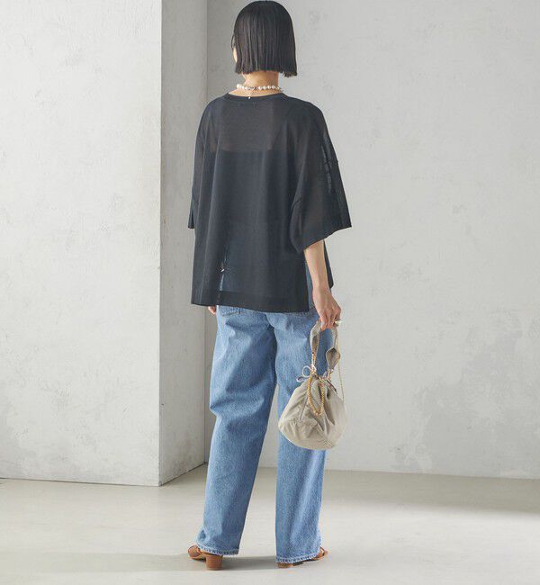 SHIPS for women「〈手洗い可能〉18G フィルミーコットン ワイド ショート スリーブ プルオーバー」|ニット・セーター|