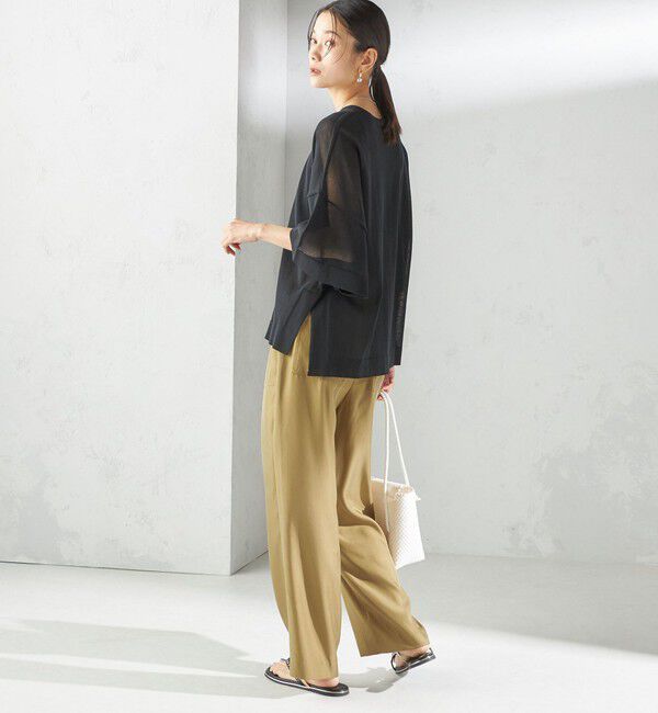 SHIPS for women「〈手洗い可能〉18G フィルミーコットン ワイド ショート スリーブ プルオーバー」|ニット・セーター|