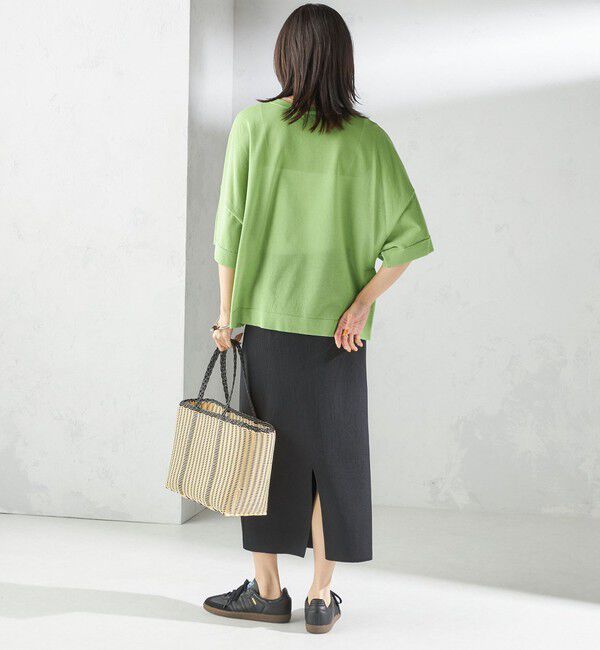 SHIPS for women「〈手洗い可能〉18G フィルミーコットン ワイド ショート スリーブ プルオーバー」|ニット・セーター|