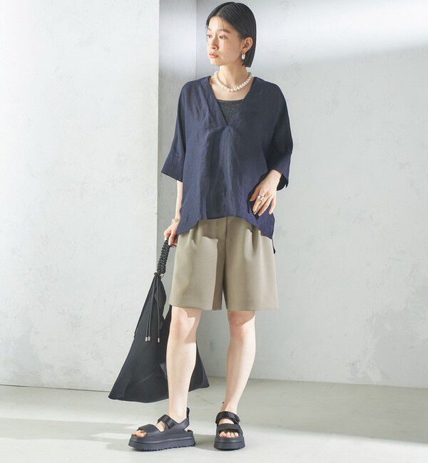 SHIPS for women「〈手洗い可能〉ダブル クロス ハーフ パンツ」|キュロット|