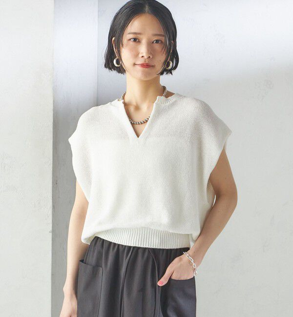 SHIPS for women「〈手洗い可能〉ポリエステル 麻 スキッパー プルオーバー」|プルオーバー|