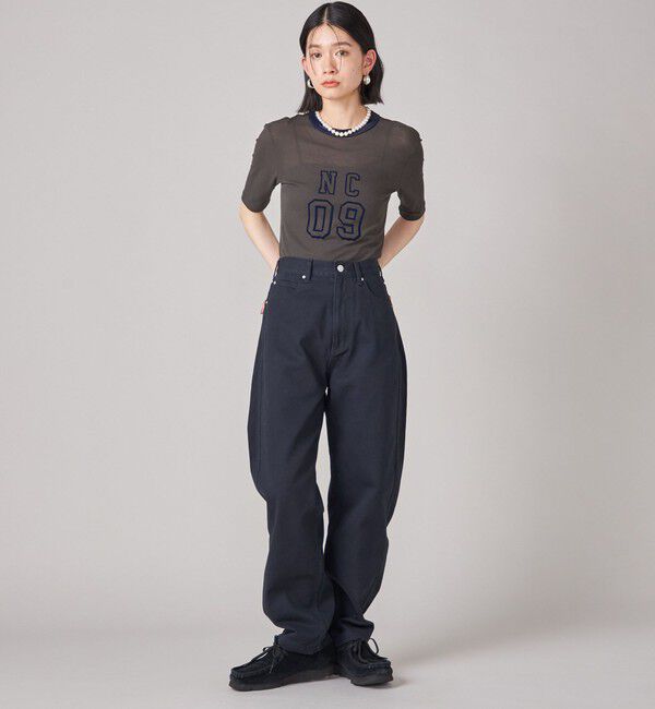 SHIPS for women「SHIPS NINE CASE:シアー ロゴ リンガー TEE」|Tシャツ・カットソー|
