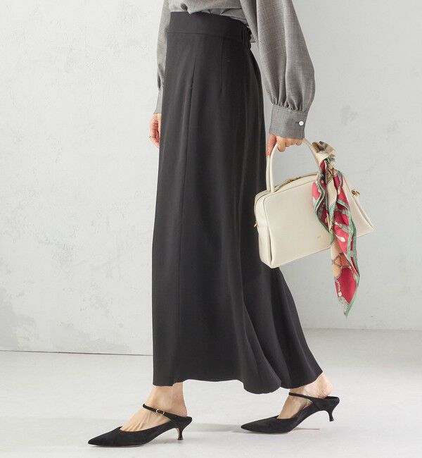 SHIPS for women「〈手洗い可能〉アセテート混 バックサテン マーメイド スカート」|スカート|ブラック