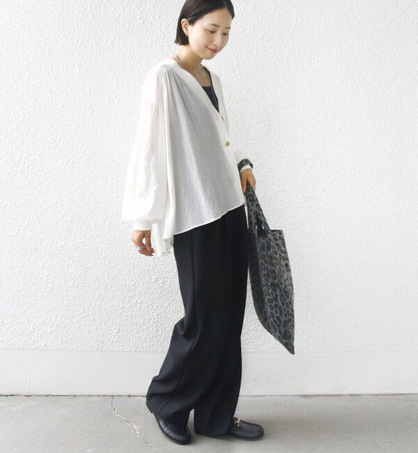 SHIPS for women「【WEB限定】〈手洗い可能〉シアー Vネック フレア シャツ カーディガン」|カーディガン|