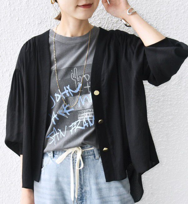 SHIPS for women「【WEB限定】〈手洗い可能〉シアー Vネック フレア シャツ カーディガン」|カーディガン|