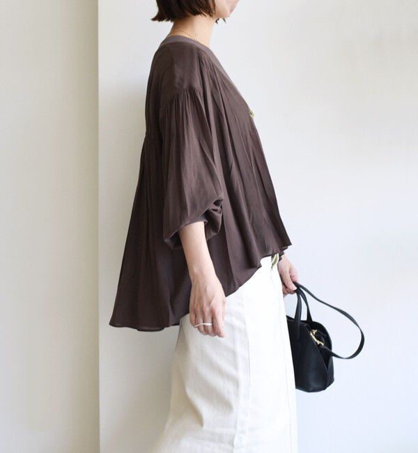 SHIPS for women「【WEB限定】〈手洗い可能〉シアー Vネック フレア シャツ カーディガン」|カーディガン|