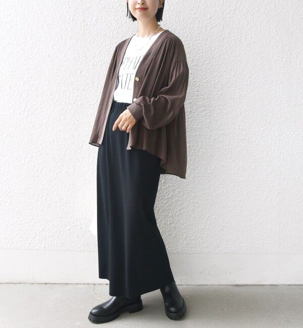 SHIPS for women「【WEB限定】〈手洗い可能〉シアー Vネック フレア シャツ カーディガン」|カーディガン|