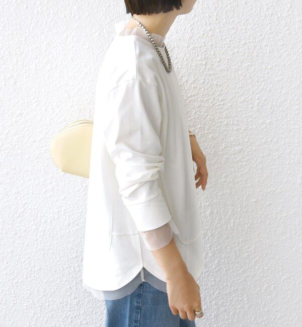 SHIPS for women「【WEB限定】チュール コンビ ラウンド カットソー」|Tシャツ・カットソー|