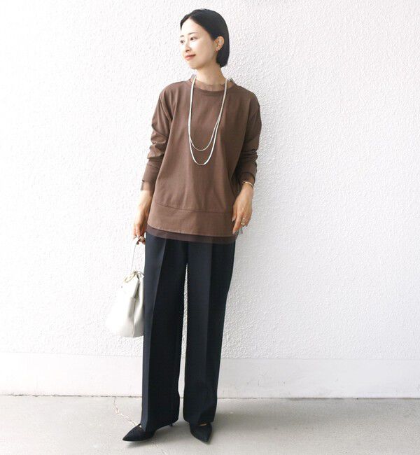 SHIPS for women「【WEB限定】チュール コンビ ラウンド カットソー」|Tシャツ・カットソー|