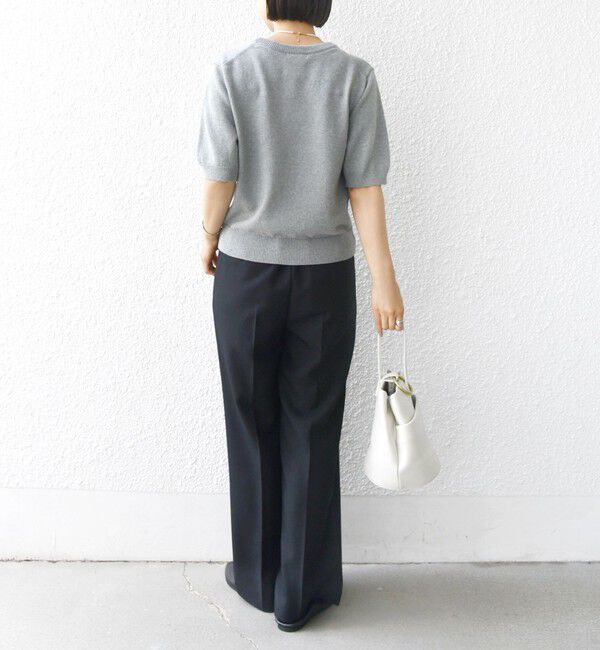 SHIPS for women「〈手洗い可能〉フラワー ビジュー ショート スリーブ ニット プルオーバー」|ニット・セーター|