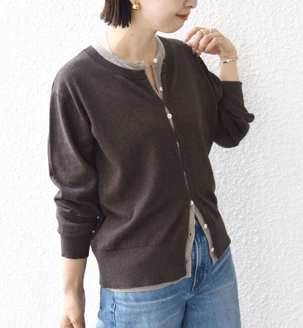 SHIPS for women「【WEB限定】〈手洗い可能〉レイヤード 2WAY 配色 カーディガン」|カーディガン|
