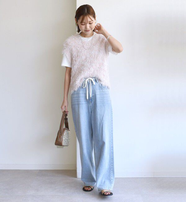 SHIPS for women「【WEB限定】〈手洗い可能〉チュール フェザー MIX ニット ベスト」|ベスト・ジレ|