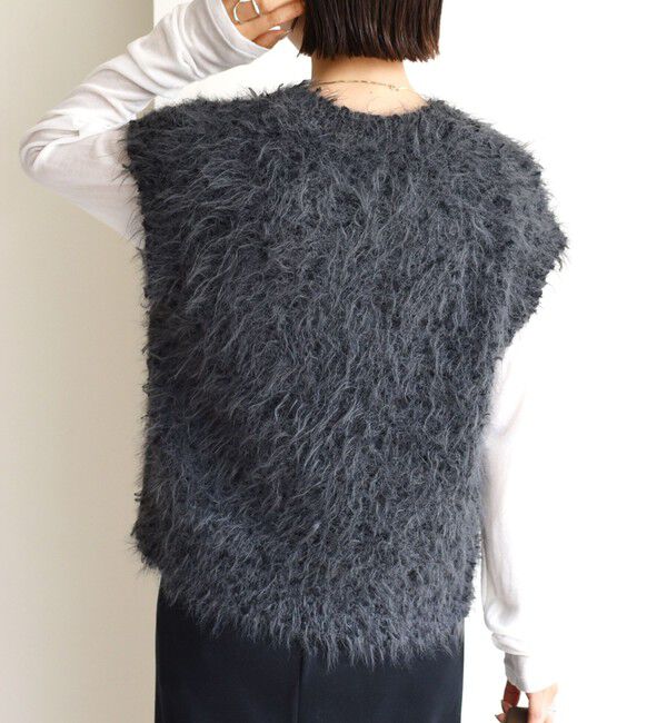 SHIPS for women「【WEB限定】〈手洗い可能〉チュール フェザー MIX ニット ベスト」|ベスト・ジレ|