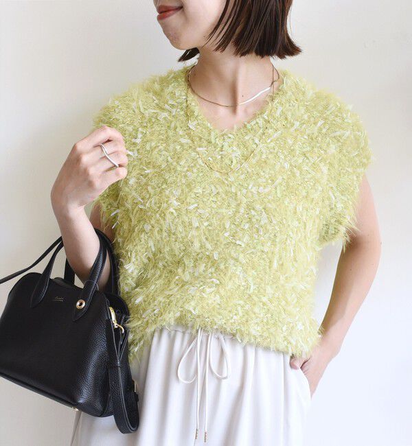 SHIPS for women「【WEB限定】〈手洗い可能〉チュール フェザー MIX ニット ベスト」|ベスト・ジレ|