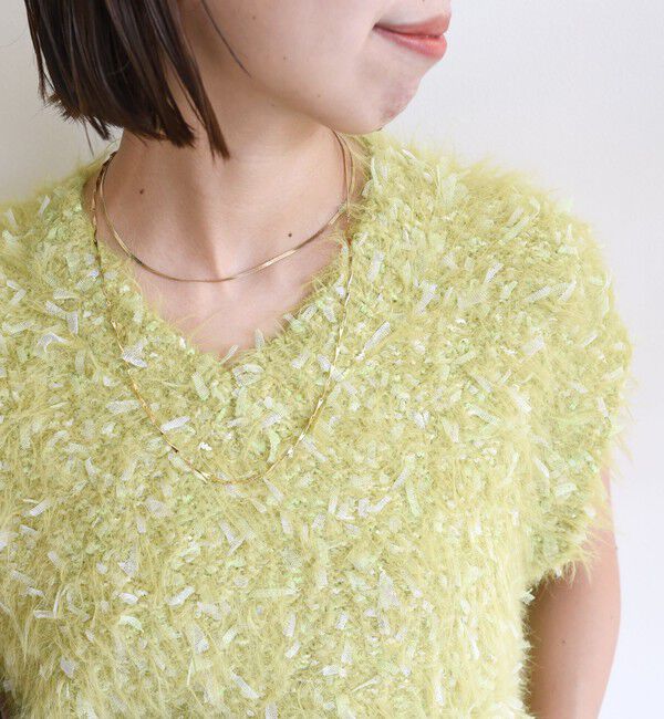 SHIPS for women「【WEB限定】〈手洗い可能〉チュール フェザー MIX ニット ベスト」|ベスト・ジレ|