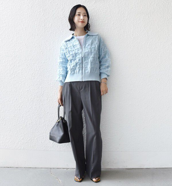 SHIPS for women「【WEB限定】〈手洗い可能〉フラワー ジャカード ジップ カーディガン」|カーディガン|