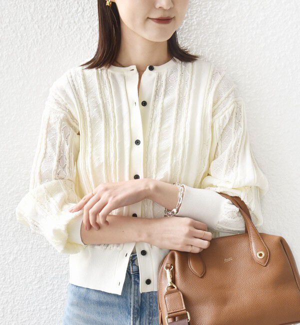 SHIPS for women「【WEB限定】〈手洗い可能〉レース 編み 2WAY カーディガン」|カーディガン|